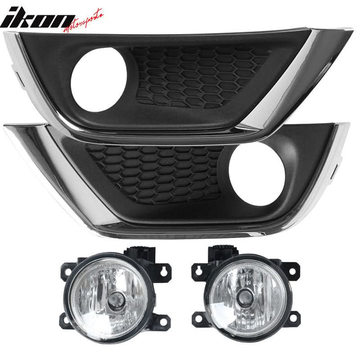 Fits 17-18 Jeep Compass Front Clear Glass Lens Black Cover Shell Pair