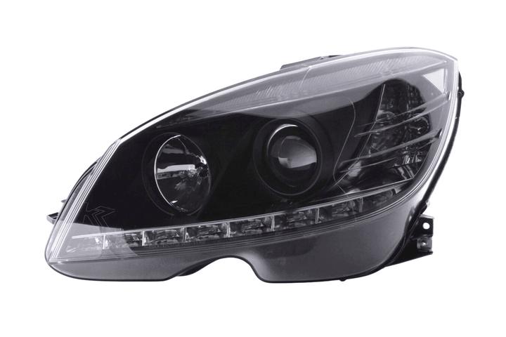Mercedes Benz C-Class (204) Black LED Headlights with Daytime Running Lights (2007-2010)