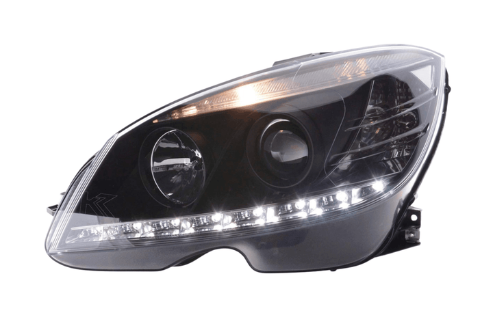 Mercedes Benz C-Class (204) Black LED Headlights with Daytime Running Lights (2007-2010)