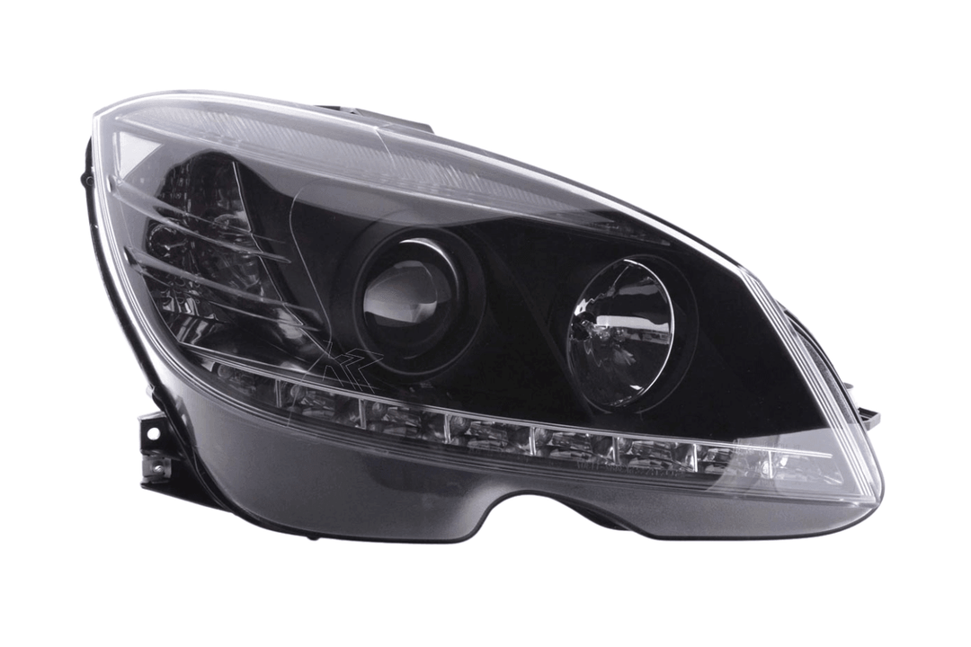 Mercedes Benz C-Class (204) Black LED Headlights with Daytime Running Lights (2007-2010)