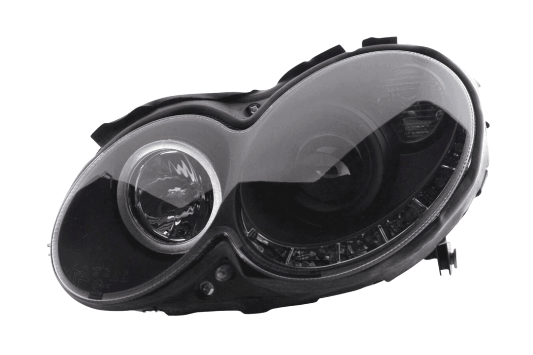 Mercedes Benz CLK (209) Black LED Headlights with Daytime Running Lights (2004-2009)