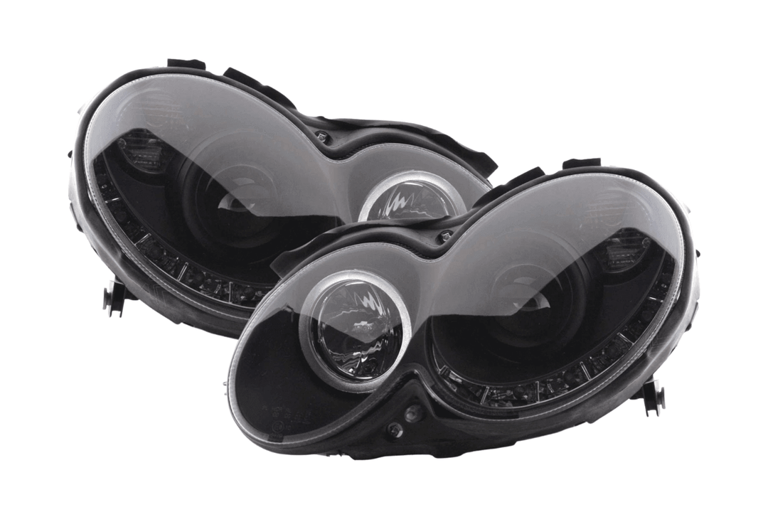 Mercedes Benz CLK (209) Black LED Headlights with Daytime Running Lights (2004-2009)