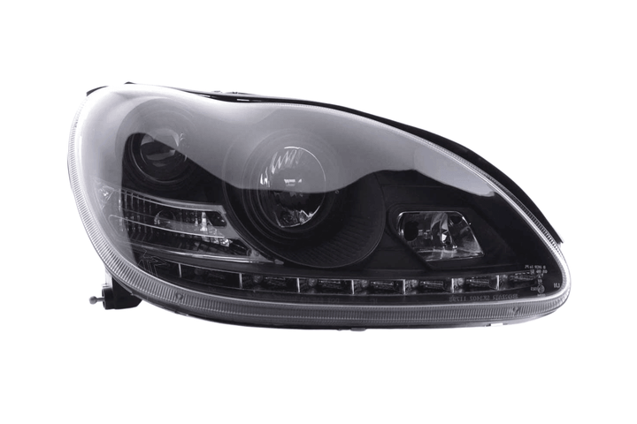 Mercedes Benz S-Class (220) Black LED Headlights with Daytime Running Lights (1998 - 2005)