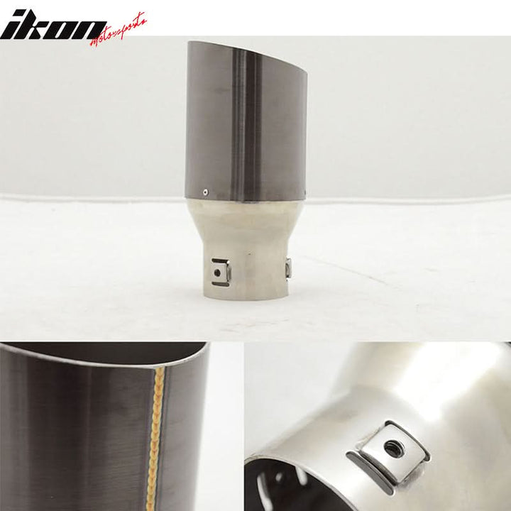 Add On Gunmetal Exhaust Slant Cut Muffler Tip 2.5in ID 3.5in OD