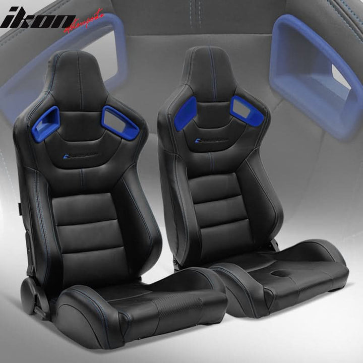 Universal Color Bezel Racing Seat Dual Slider PU Carbon Leather