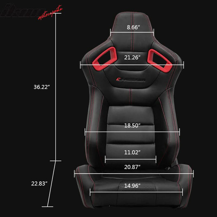 Universal Color Bezel Racing Seat Dual Slider PU Carbon Leather