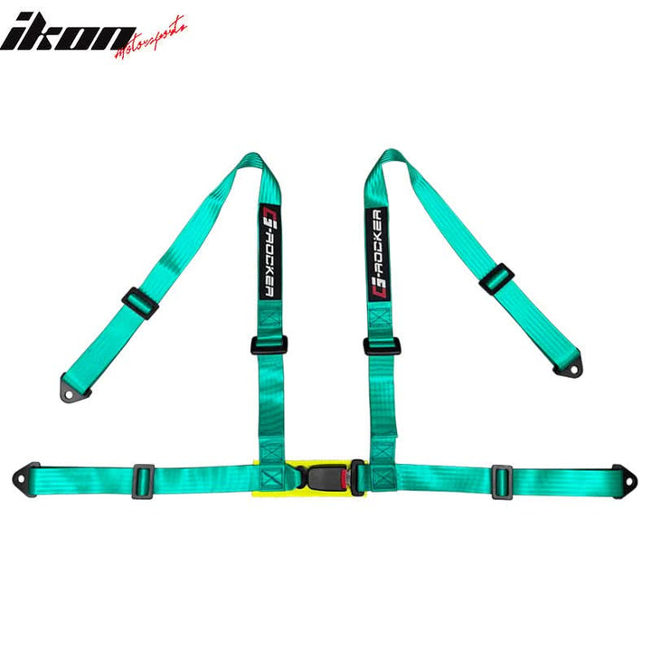 Universal Green 4 Point Buckle Racing Seat Belt Harness Nylon
