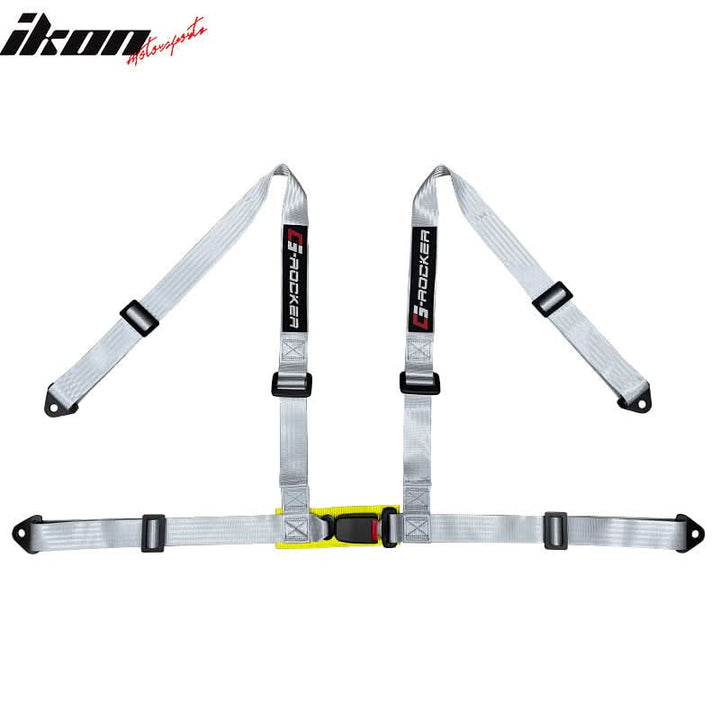 Universal Gray 4 Point Buckle Racing Seat Belt Harness Nylon