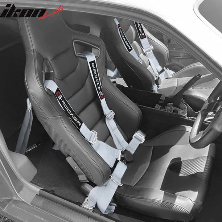 Universal 4 Point Cam-Lock Gray Racing Harness Seat Belt Nylon