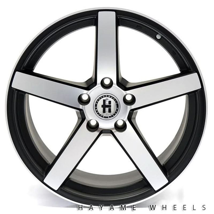 19x8.5 19x9.5 Satin Black Hayame Wheel Rims Machined Face Staggered