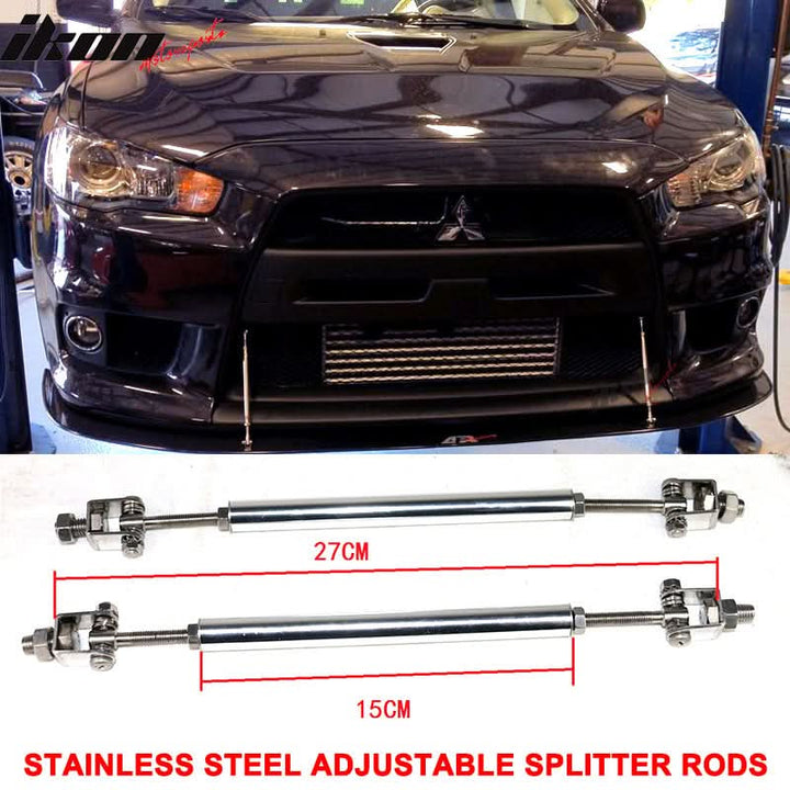 Universal 2PC 8-10.6" Front Bumper Splitter Strut Rods Stainless Steel