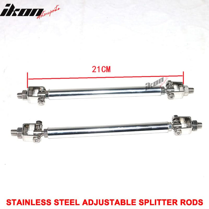 Universal 2PC 8-10.6" Front Bumper Splitter Strut Rods Stainless Steel