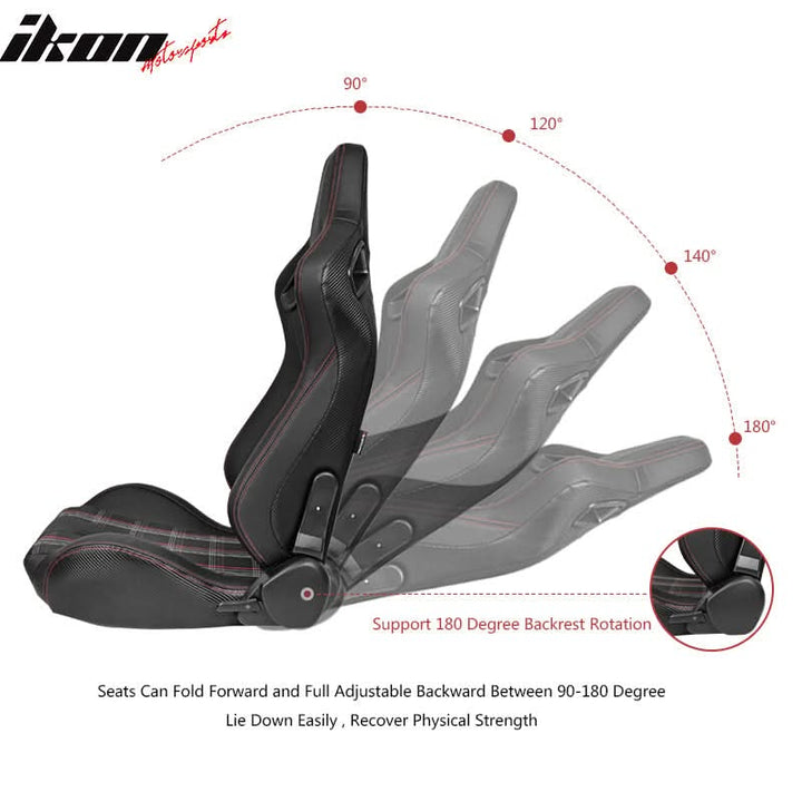 Universal Red Plaid Racing Seat Dual Slider Cam-lock Belt PU Carbon