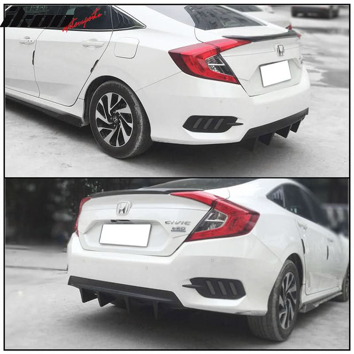 Universal Unpainted Rear Bumper Lip Diffuser Shark Fins ABS 4PC