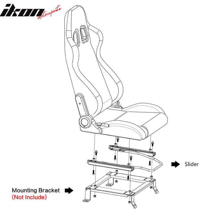 Universal 14" Lock Rail Track Set Racing Seat Adjust Dual Slider Steel