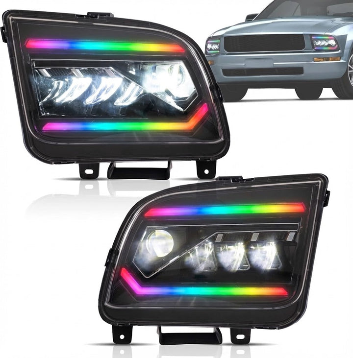 NTXGLOW RGB led headlights (2005 - 2009 Ford Mustang)