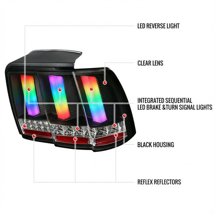 NTXGLOW RGB tail lights (99 - 04 Ford mustang)
