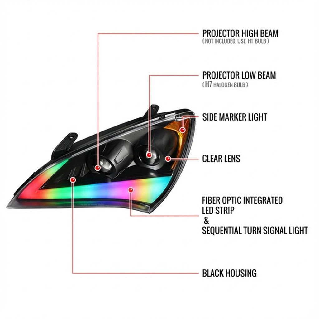 NTXGLOW RGB headlights (2009 - 2010 hyundai genesis coupe bk1)