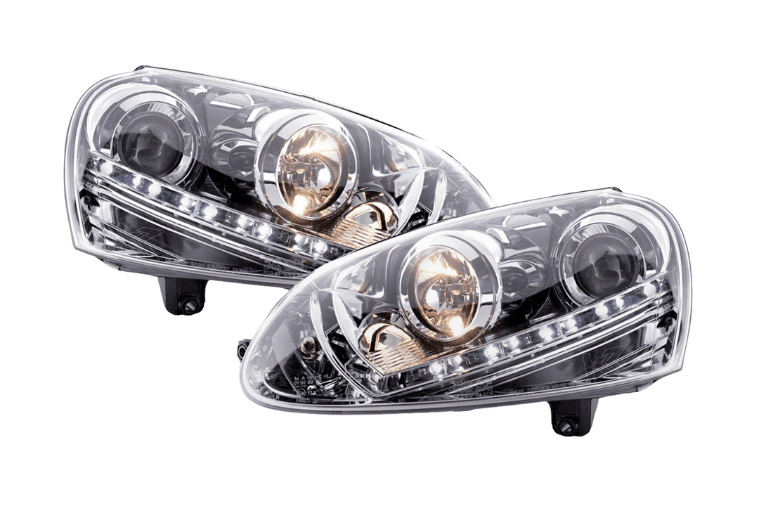 Volkswagen Golf 5 Chrome LED Headlights with Daytime Running Lights (2003 - 2008)