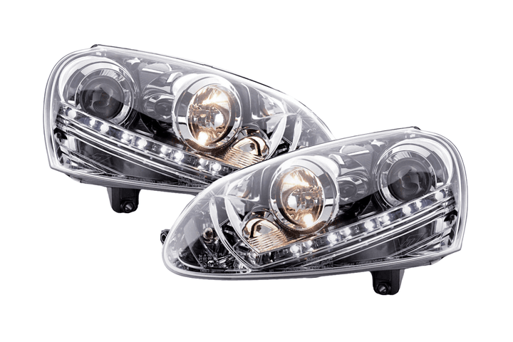 Volkswagen Golf 5 Chrome LED Headlights with Daytime Running Lights (2003 - 2008)