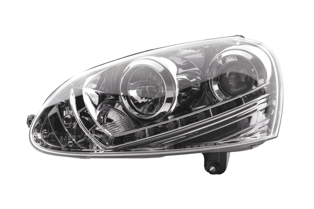 Volkswagen Golf 5 Chrome LED Headlights with Daytime Running Lights (2003 - 2008) - With R87 approval