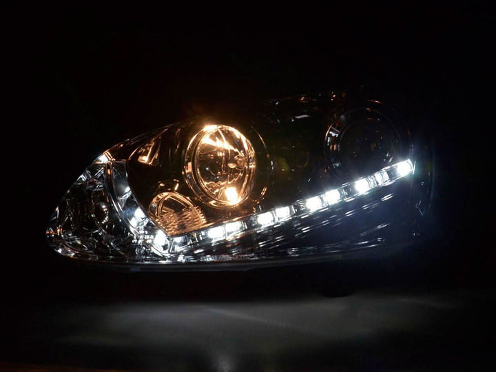 Volkswagen Golf 5 Chrome LED Headlights with Daytime Running Lights (2003 - 2008) - With R87 approval