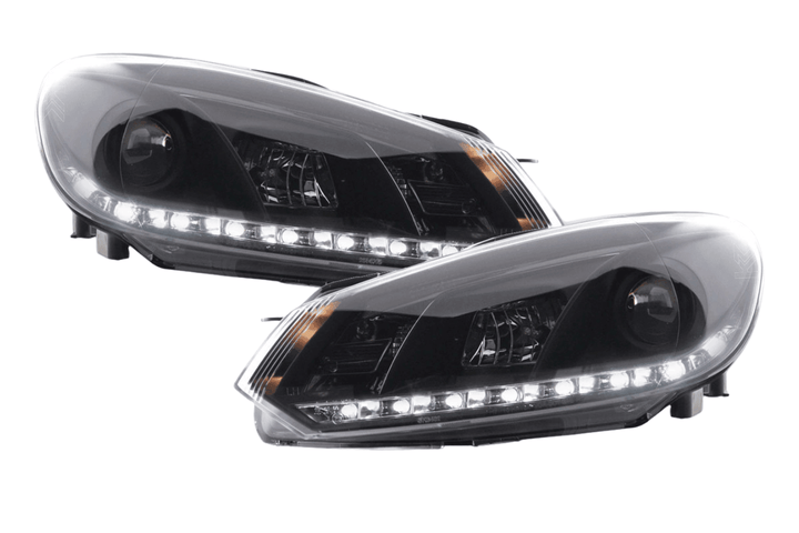 Volkswagen Golf 6 Black LED Headlights with Daytime Running Lights (2008-2014)