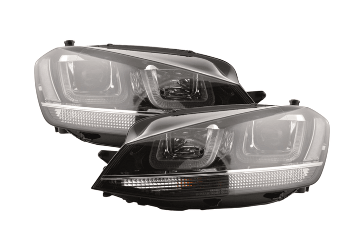 Volkswagen Golf Mk7 Black LED Headlights - R Style Chrome (12-17)