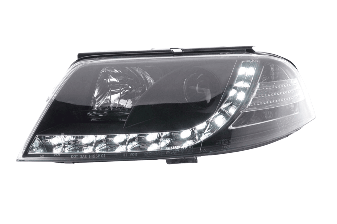 Volkswagen Passat (B5 / 3BG) Black LED Headlights with Daytime Running Lights (2000 - 2005)