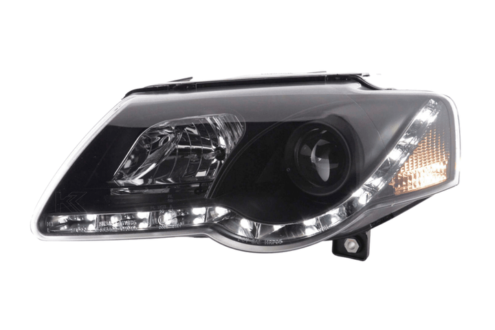 Volkswagen Passat (B6 / 3C) Black LED Headlights with Daytime Running Lights (2005 - 2010)