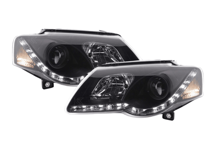 Volkswagen Passat (B6 / 3C) Black LED Headlights with Daytime Running Lights (2005 - 2010)