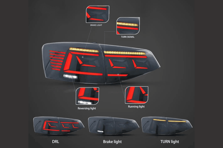VW Jetta 6th Gen (A6) Dynamic LED Tail Lights 2015-2018